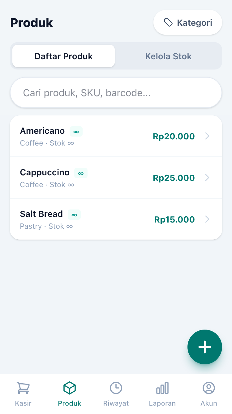 Layar produk
